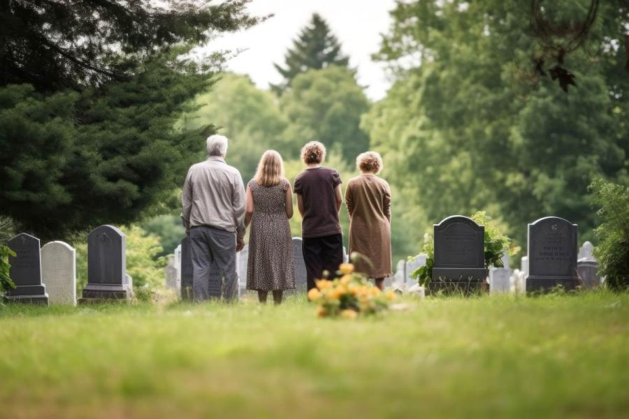 familia saliendo cementerio
